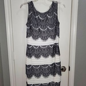 Dress Barn Dress - White w/Black Lace